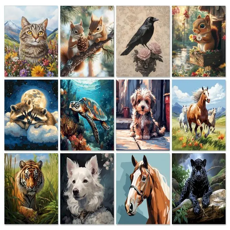 Gatyztory pintura por número piture em anvas kit aryli pintura diy presente animais desenho de olor por número para adultos casa deor