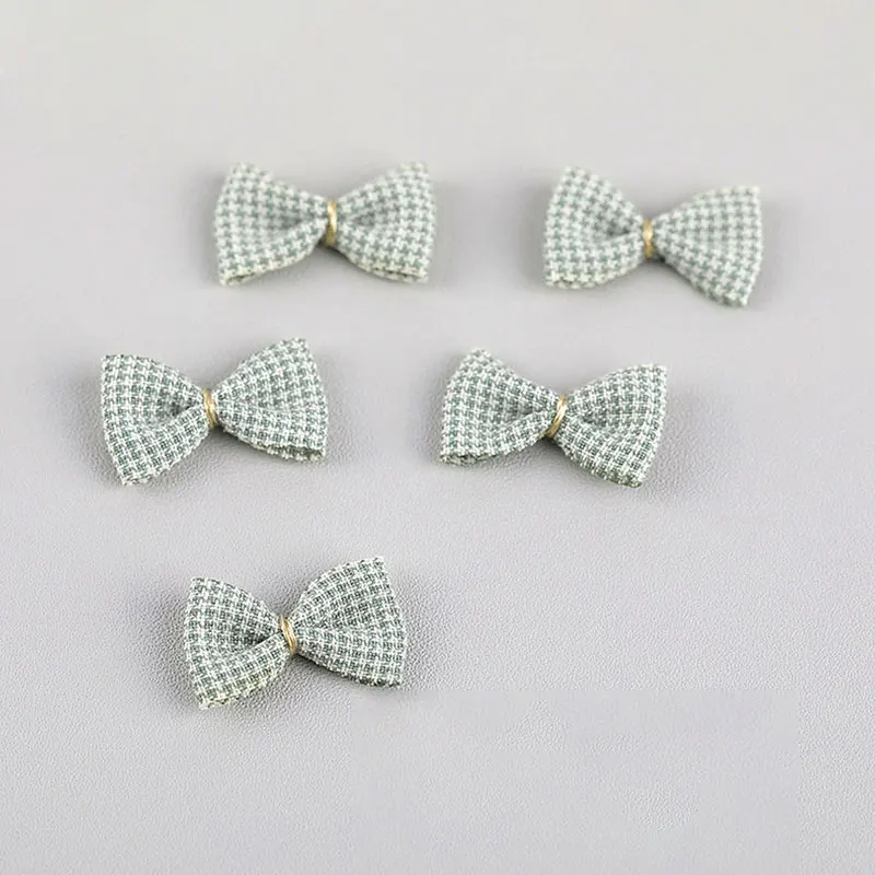 50 Stück kleine Schleifenapplikationen aus kariertem Stoff für DIY-Haarspangen, Kleidung, Schuhe, Hüte, Puppenkleidung, Schleifenaccessoires – Detail 9