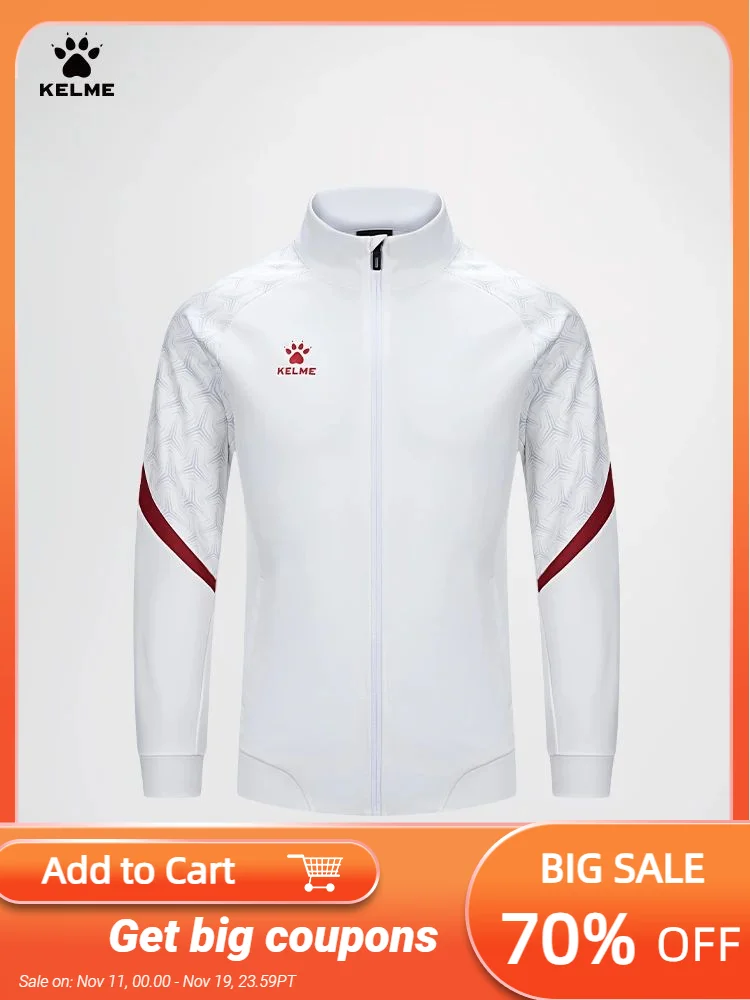 

Kelme Football Training Knitted Jacket Qatar Series Men's 2024 Spring Sports Outdoor Running Fitness Windproof Coat