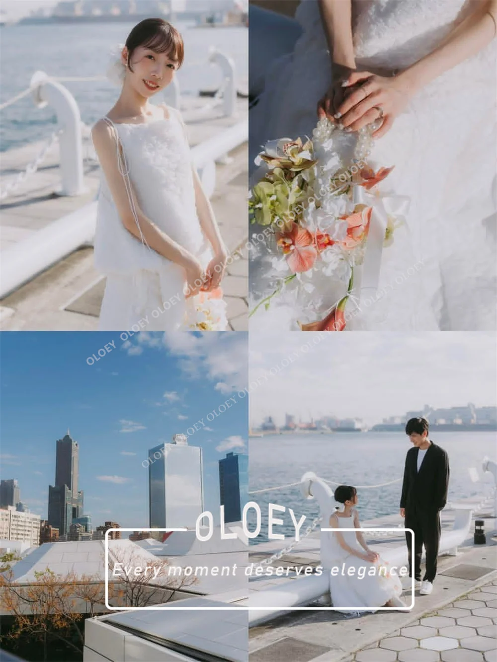 OLOEY Modern Two-Layer A-Line Wedding Dress Photoshoot Spaghetti Straps Ankle Length Bridal Gown Customized Robe De Mariage