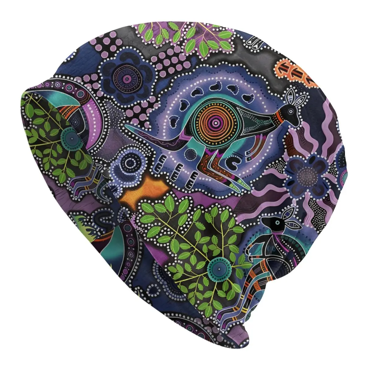 Kangaroo Bonnet Homme Autumn Spring Thin Skullies Beanies Australian Aboriginal Art Caps For Men Women Creative Hats