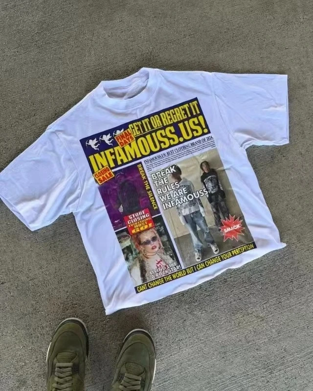 T-shirt d'été imprimé Alphabet américain Y2k, surdimensionné, Harajuku Goth Street rétro pour hommes et femmes, Hip Hop