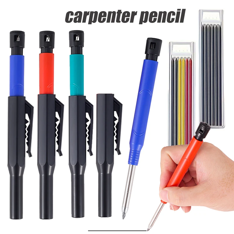 

2.8MM Solid Long Mouth Carpenter Pencil Set with Sharpener Protective Cover and Multi Colored Lead Core, Suitable for Carpenters