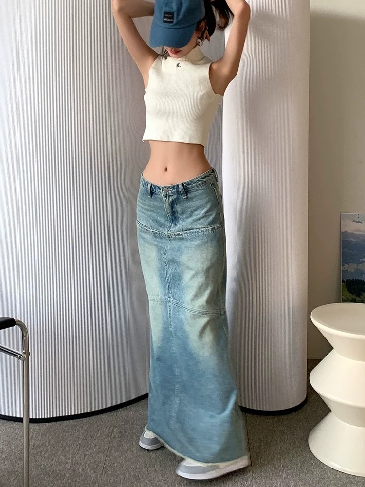 

TIYIHAILEY Long Maxi Denim Jeans Skirts For Women S-XL High Waist Spring Summer Mermaid Style Fish Tail New Fashion