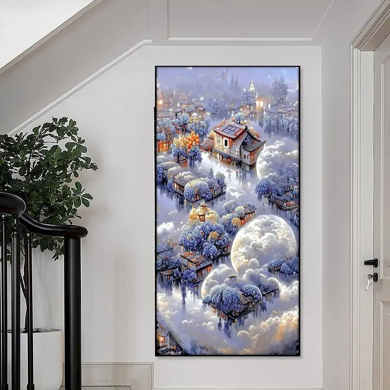 

CHENISTORY Paint By Number Dream Town Landscape Picture By Numbers House Acrylic Paint On Canvas Home Decor 60x120cm