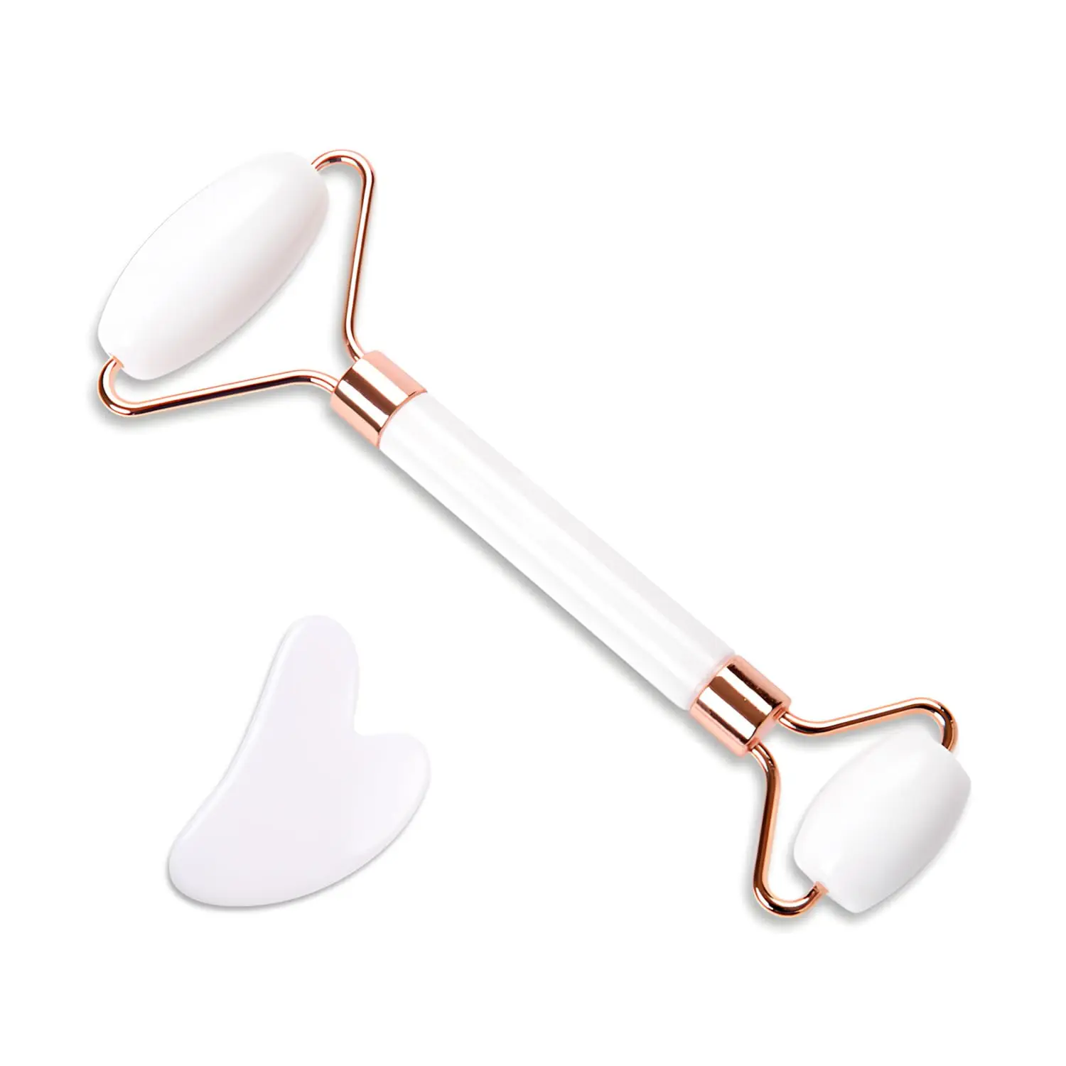 مجموعة أسطوانة غوا شا واليشم 2 في 1 - أدوات تدليك الوجه الطبيعية من Xiuyan Jade للتصريف اللمفاوي والانتفاخ ونحت البشرة