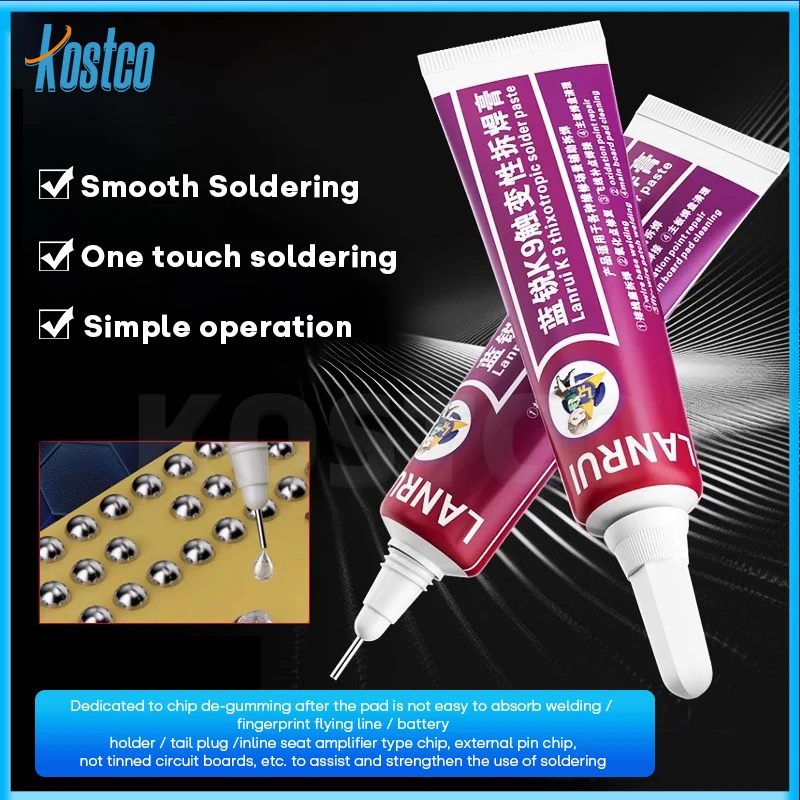 Lanrui K9 15ml Thixotropic De Sulfurization Paste for Fingerprint Flight Line/battery Holder/tail Plug Welding Repair