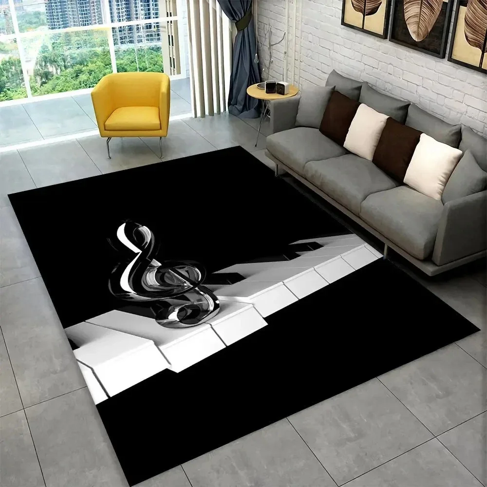 3D Music Musical Note Piano Art Area Rug Large,Carpet Rug for Living Room Bedroom Sofa Doormat Decor,Child Non-slip Floor Mat
