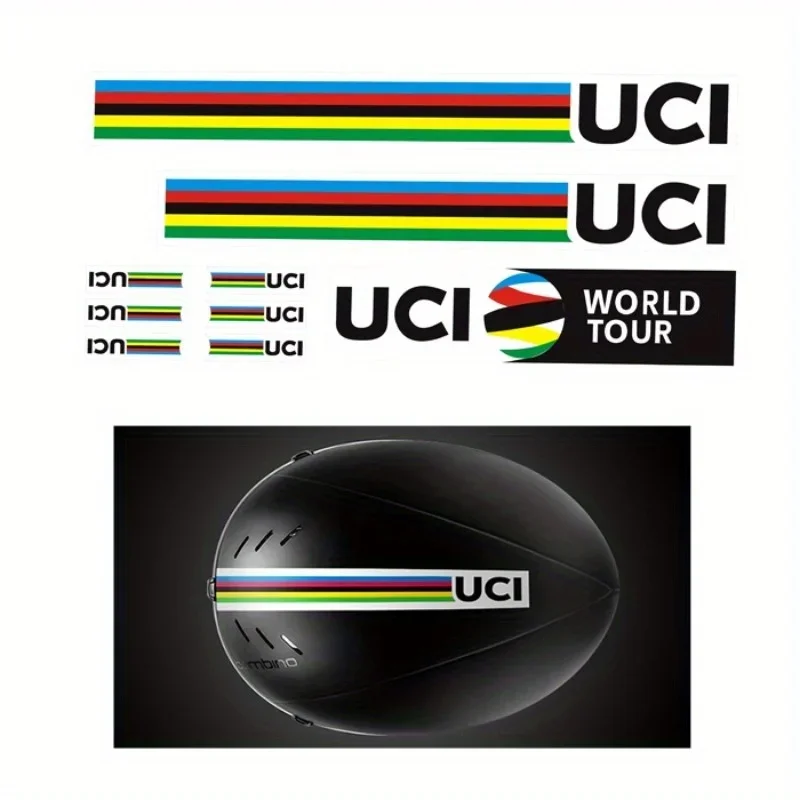 9 Sticker Set Champion Rainbow Striped Bike Road Bike Field Car Helmet Sticker Tour de France Rainbow Valve Sticker