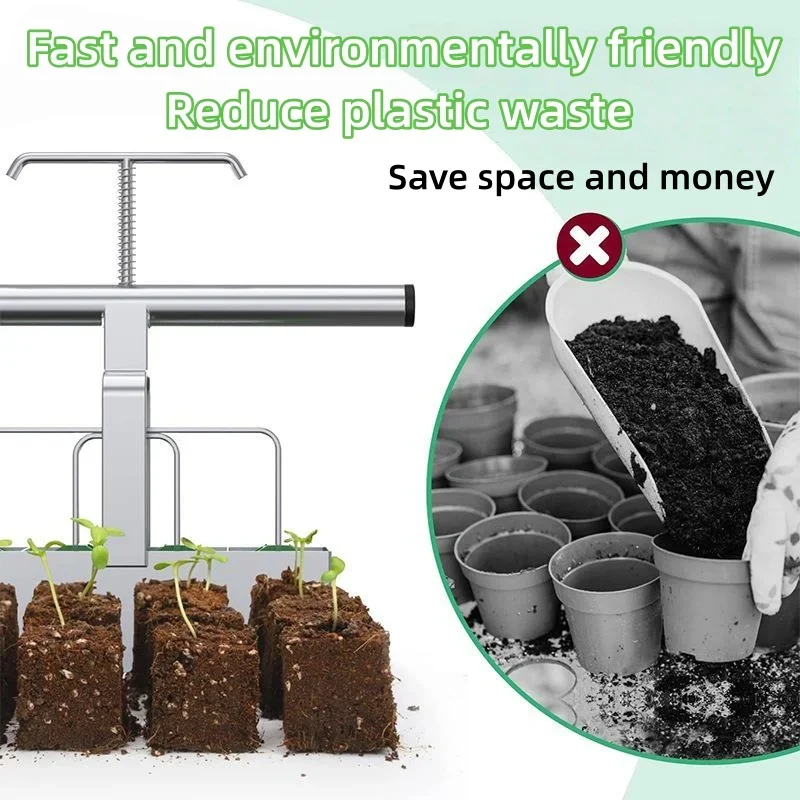4 Cell Soil Blocker Handheld Seed Block Maker Tool for Seedling Nursery Greenhouse Garden Supplies