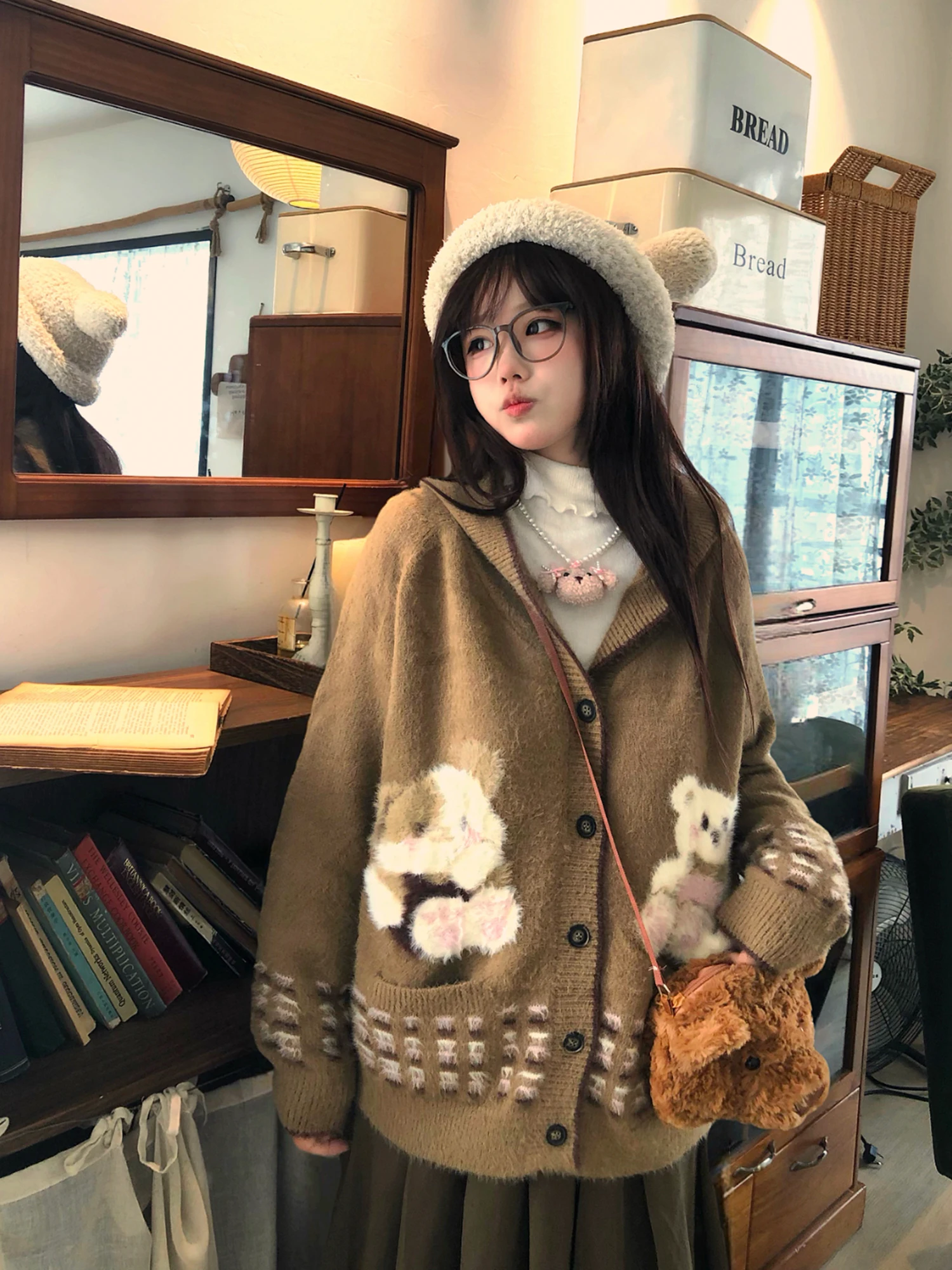 

Мягкий уютный корейский женский свитер-кардиган Tudou, свободный крой, осенне-зимняя новинка, вязаное пальто с длинными рукавами