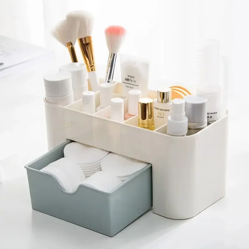 Makeup Organizer Storage Box With Drawer Cotton Swab Stick Storage Case Lipstick Organizer Brush Holder Makeup Acrylic Plastic