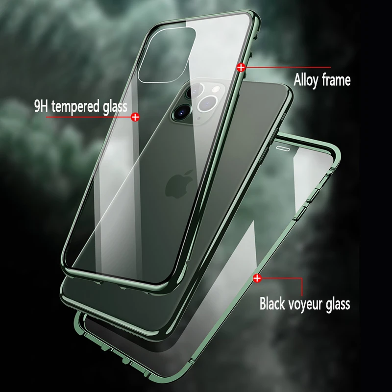 360 Metal Magnetic Case For iPhone 16 15 11 12 13 14 Pro Max Cases For iPhone X XR XS MAX 7 8 6 6S Plus SE 2020 Cover Coque