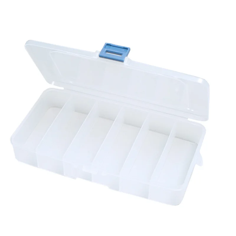 Boîte de rangement pour outils d'extension de cils, boîte à compartiment transparente, boîte de rangement à 6 grilles pour outils de maquillage, organisateur Portable (vide)