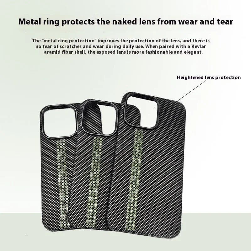 

Черные и золотые зеленые полосы, 100% арамидное волокно из углеродного волокна для IPhone 13, 14, 15, 16 Pro MAX