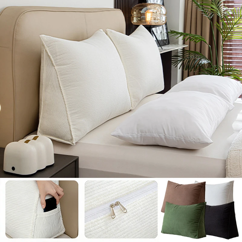 

Reading Triangle on Bed Back Support Pillow High Rebound PP Cotton Filling Cushion Sofa on Bed Waist Protection Backrest Cushion