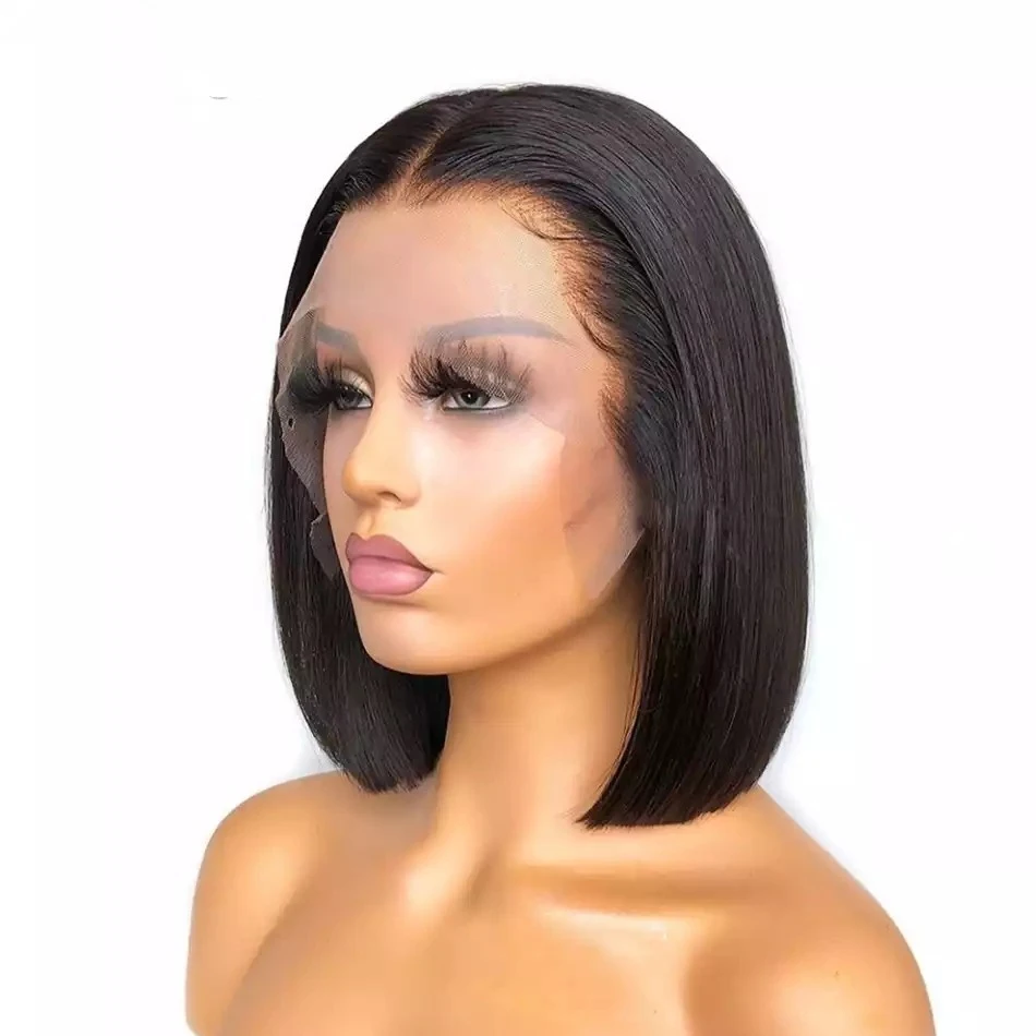 13x4 Short Bob Wig Lace Front Human Hair Wigs For Women Brazilian 4x4 Bone Straight 100% Human Hair Transparent Lace Frontal Wig