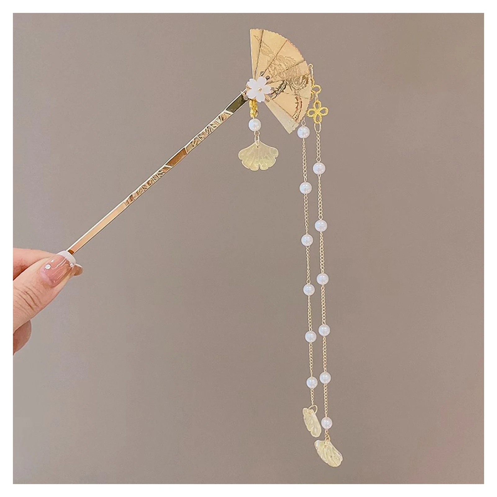 Neo Chinese Hairpin For Women Trendy Metal Flower Tassel Hair Stick Girls Daily Travel Shopping Jewelry Hair Accessories 1pc