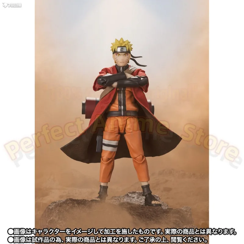 Original Bandai SHF NARUTO Shippuden Naruto Uzumaki Sage Mode The Savior of Konoha Who Inherits The Teacher's Will Movable Model