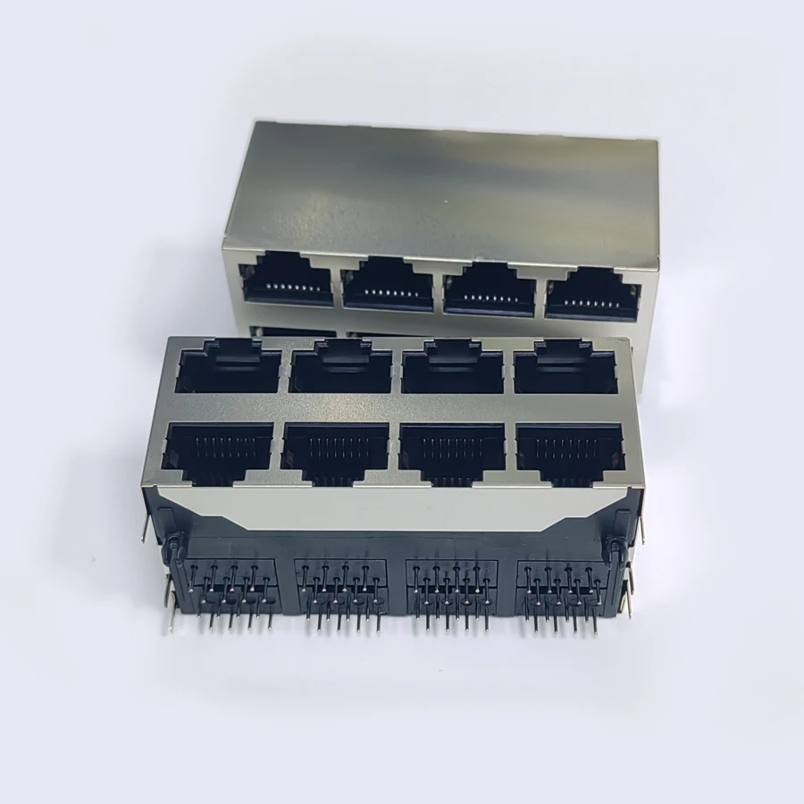 5PCS/Lot RJ45 8P8C 8 Ports Steel Shield Network Double Female Jack/Socket Connector 2*4P Without LED