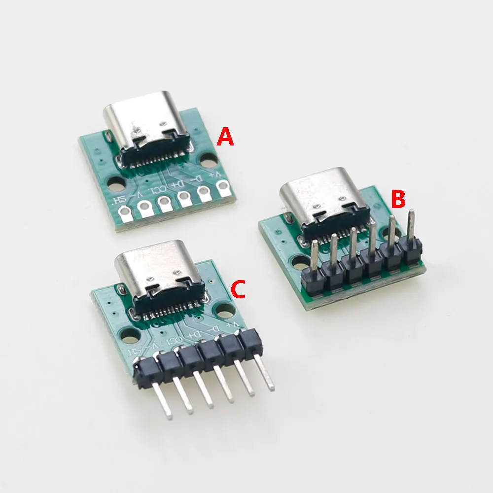 

1PC Type C USB 3.1 Female base 16p test board to 6p DIP Plug Type-C Female Test Board PCB Connector With Pin