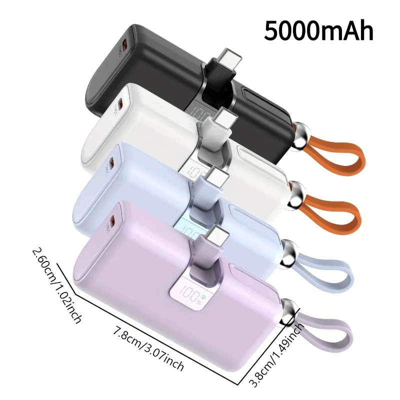 

Портативное зарядное устройство Power Bank емкостью 5000 мАч, портативный аккумулятор Type-C с двойной быстрой зарядкой и светодиодным дисплеем, для путешествий, путешествий на открытом воздухе