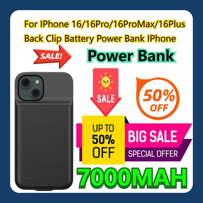 For IPhone 16/16Pro/16ProMax/16Plus Back Clip Battery Power Bank IPhone Power Bank