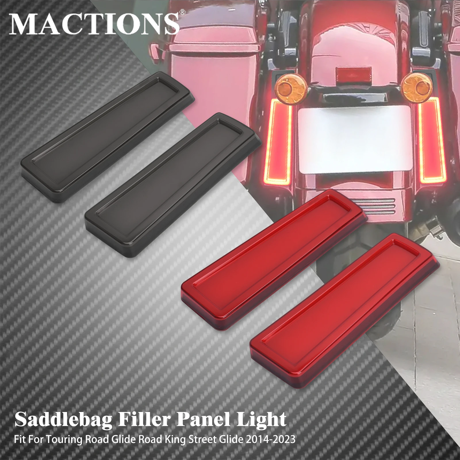 LED Motorcycle Saddlebag Rear Fender Brake Running Lamp Filler Panel Side Light For Harley Touring Street Glide Road King 14-23