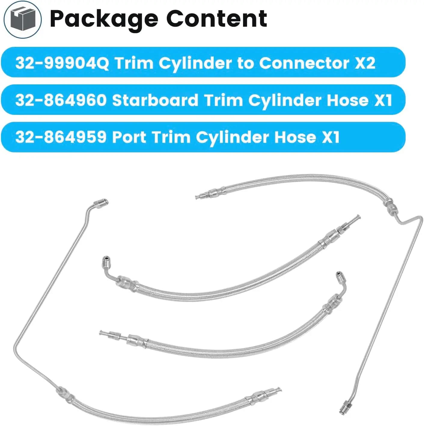 TM Trim Tilt hydraulic Ram Cylinder hose kit Fit for Mercruiser Alpha One I Gen I 16-3/16\