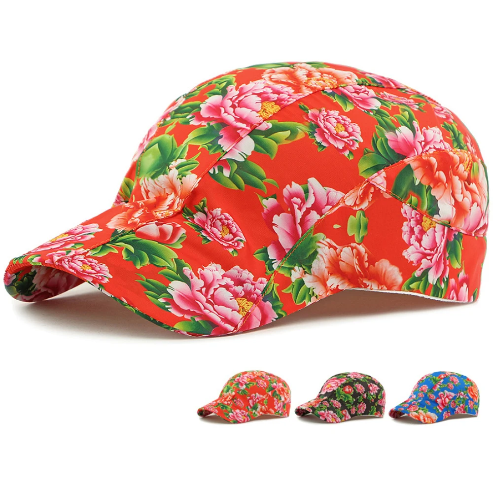 

HT4826 Berets for Men Women Vintage Chinese Flower Style Quick Dry Beret Hat Male Female Adjustable Ivy Flat Cap Retro Beret Cap