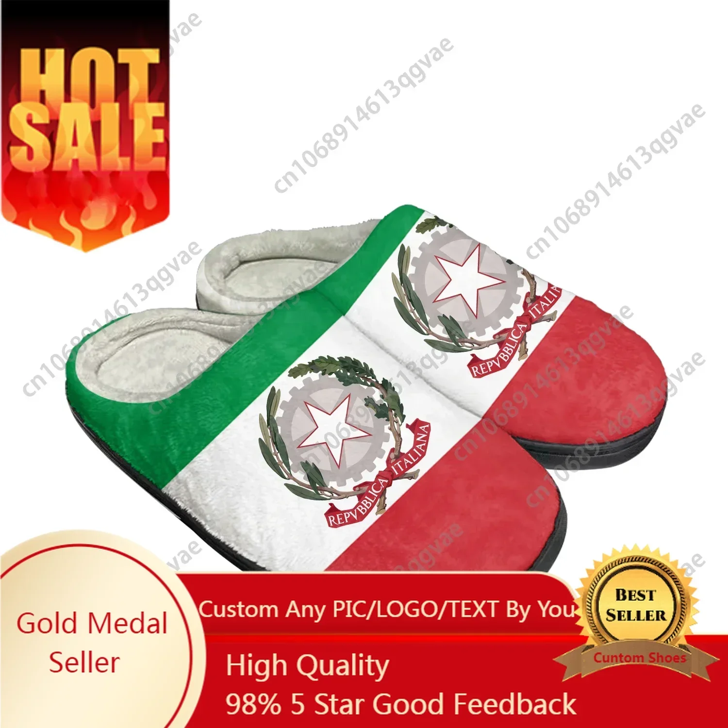 Italian Flag Home Cotton Custom Slippers Mens Womens Sandals Italy Plush Bedroom Casual Keep Warm Shoes Thermal Slipper