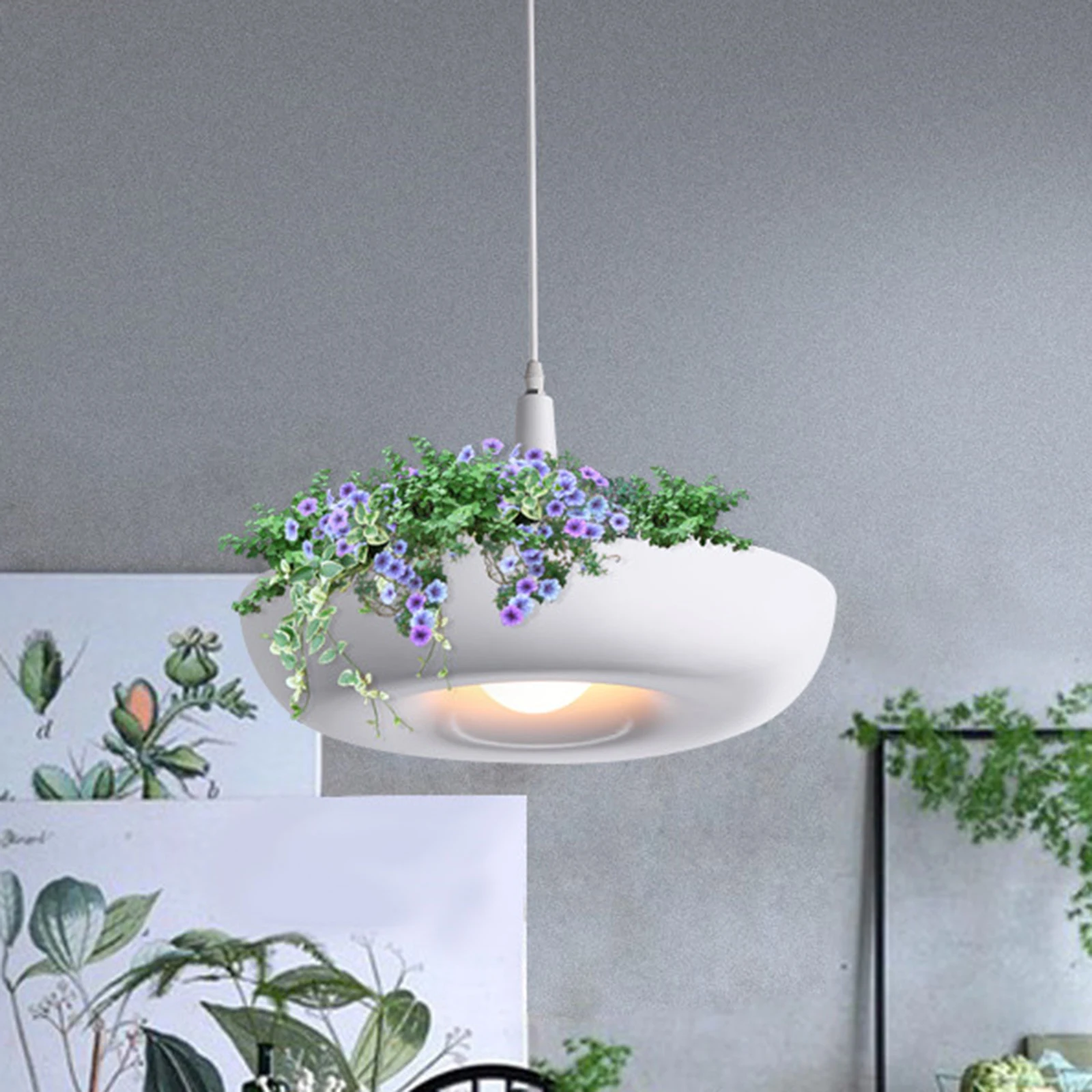 E27 12W Aluminum Adjustable White Hanging Garden Warm Light Chandelier