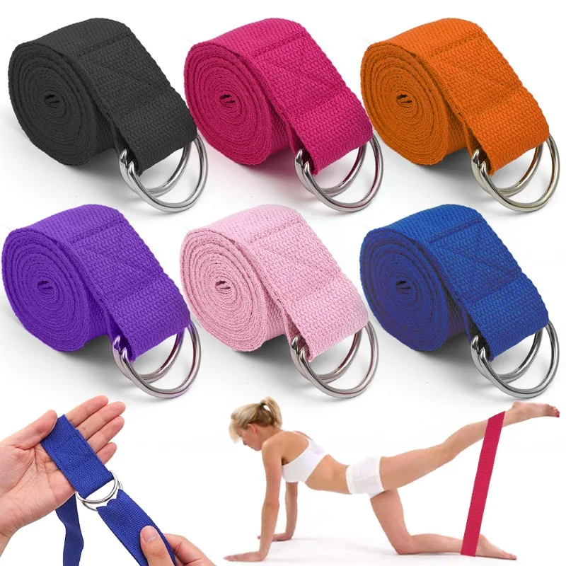 Yoga Strap for Yoga Pilates Ballet Dance with Adjustable D-Ring Buckle Cotton Yoga Belt for Fitness Daily Stretching 175*4cm