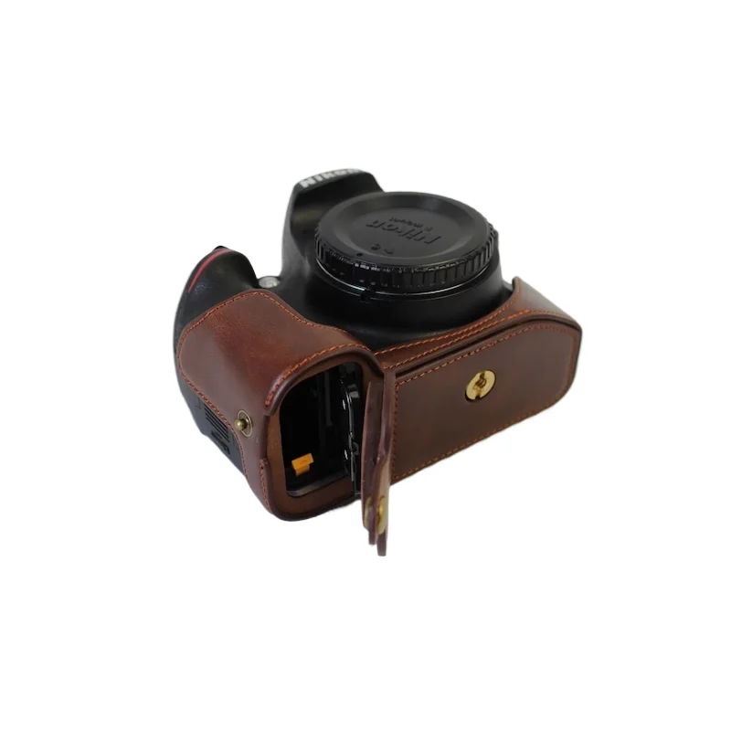 PU Leather Camera Bottom Case Cover Half Body Set Bag For Nikon D3300 D3200 D3100 Coffee Black Brown With Battery Opening