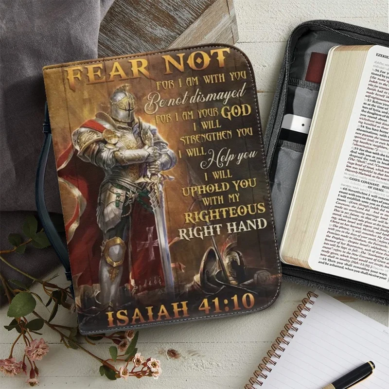 Fear Not Isaiah Warrior stampa personalizzata custodia per bibbia in chiesa borse in PU libro di studio scatole portaoggetti per le donne