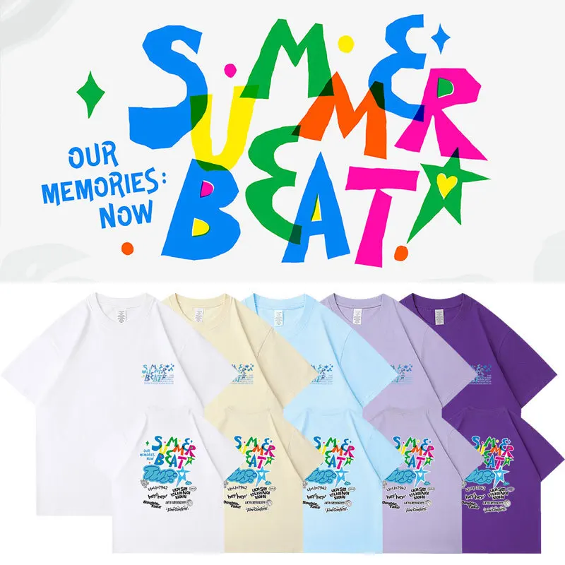 

Kpop TWS 2024 Summer Beat Print T-shirt Fans' Clothing Streetwear Summer Tops Short Sleeve Tee Women's T-shirt