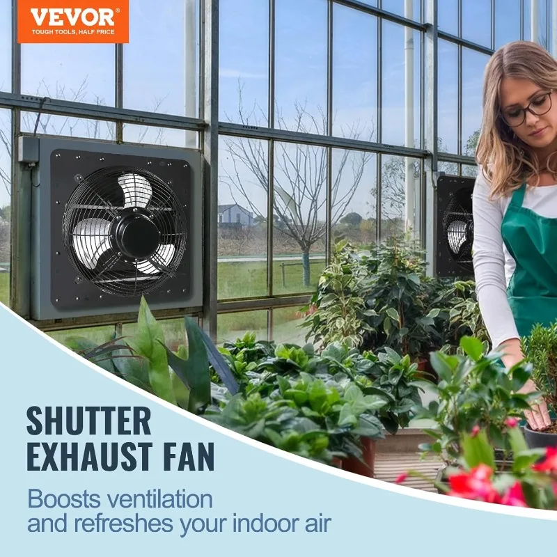 VEVOR 14'' Exhaust Fan with Temperature Humidity Controller, 1513 CFM, 10-Speed Adjustable Wall Mount Attic Fan, Ventilation