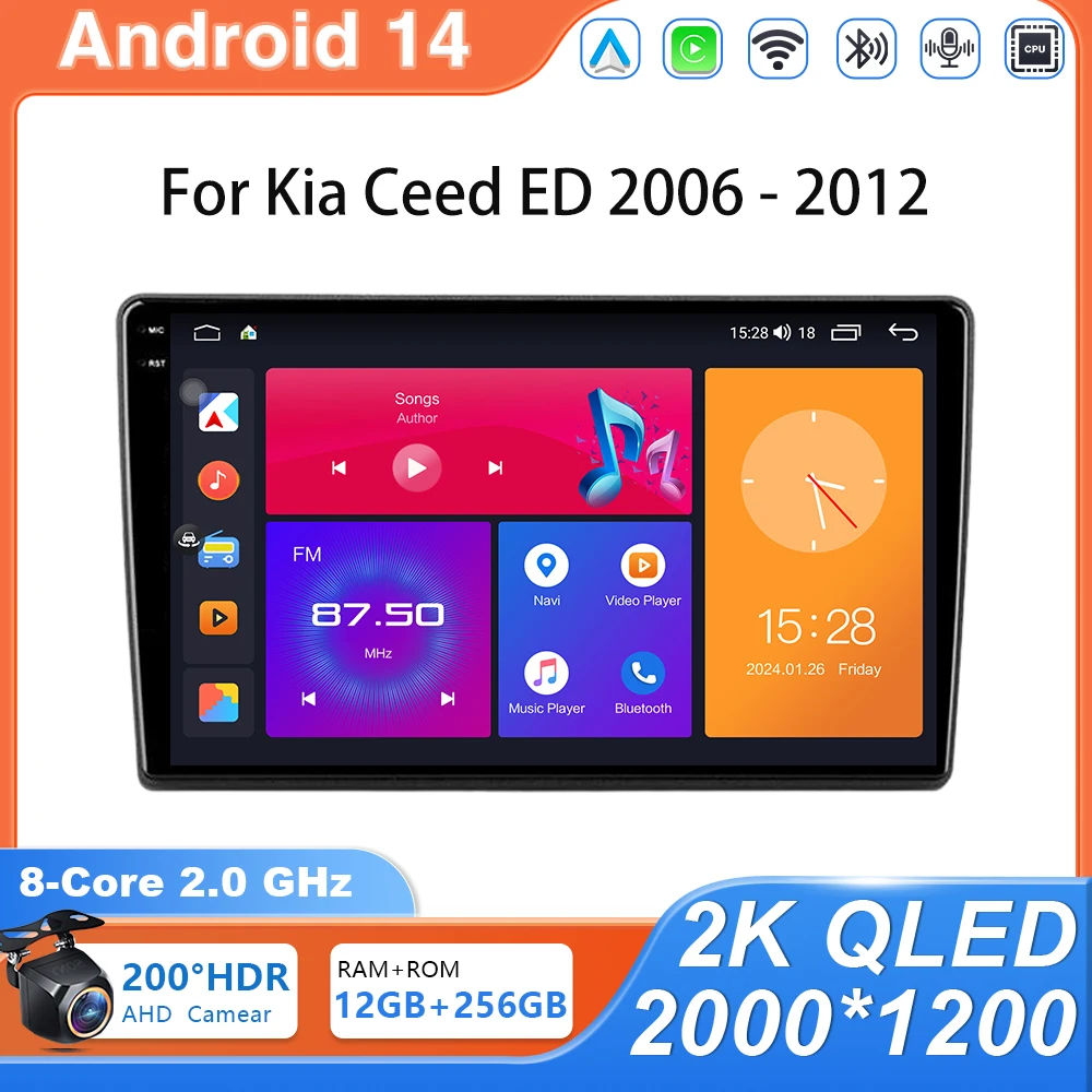 Автомобильный радиоприемник Android 14 для Kia Ceed ED 2006-2012 Carplay Мультимедийный ТВ Видеоплеер Навигация Стерео GPS Авторадио Без 2din 2din Автомобильный радиоприемник Android 14 для Kia Ceed ED 2006-2012 Carplay Мультимедийный ТВ Видеоплеер Навигация Стерео GPS Авторадио Без 2din 2din