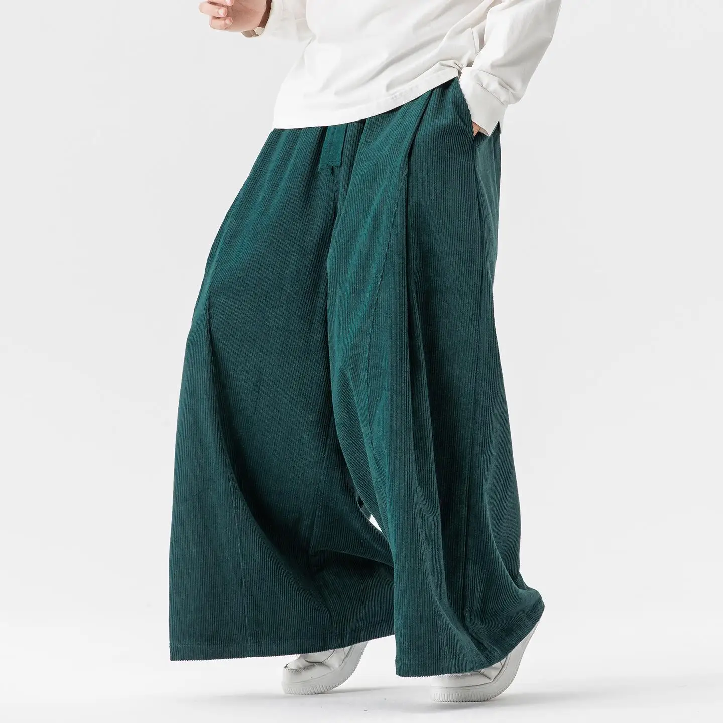 

2025 мужские мешковатые широкие брюки в китайском стиле, мужские винтажные прямые брюки, мужские брюки-кюлоты большого размера, мужские уличные брюки