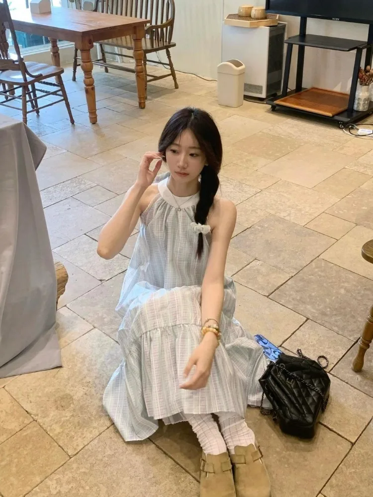 فساتين نسائية بدون أكمام بفيونكة رسن فضفاضة لربيع وصيف 2025 فستان أنيق أنيق غير رسمي على الطراز الفرنسي #1