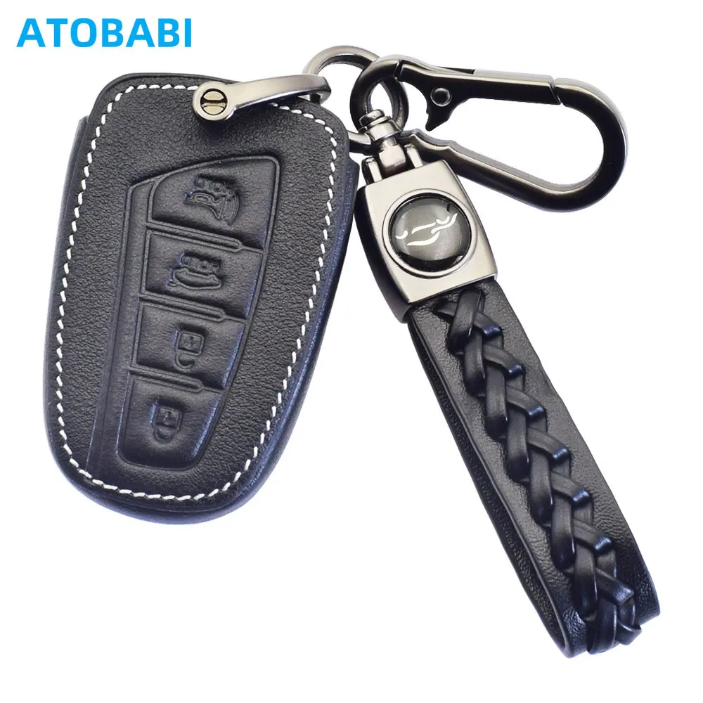 

Leather Car Key Case Smart Remote Control Fobs Protector Cover Keychain Holder For Hyundai Grandeur Azera Genesis Santa Fe Equus