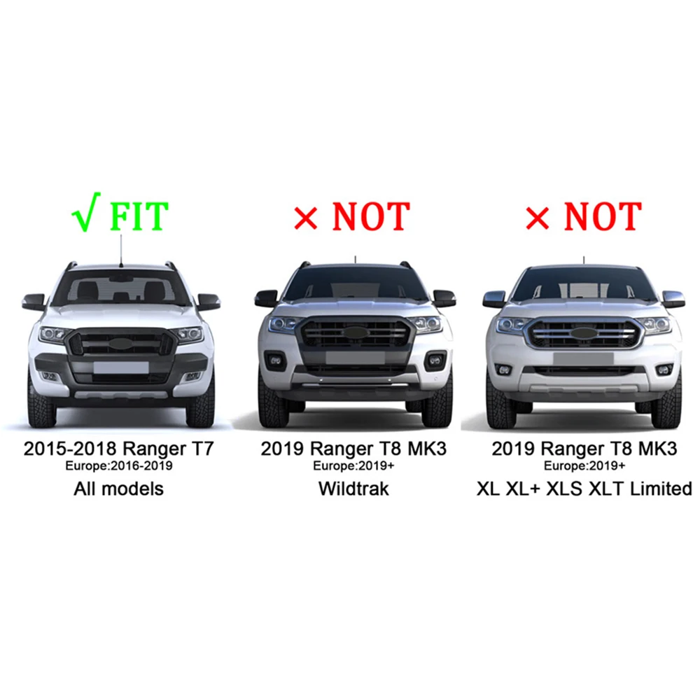 Car Modified Grills Pickup 4x4 Accessories For Ranger T7 MK2 PX2 2015 2016 2017 Raptor Grille Mask Front Bumper Mesh Grill