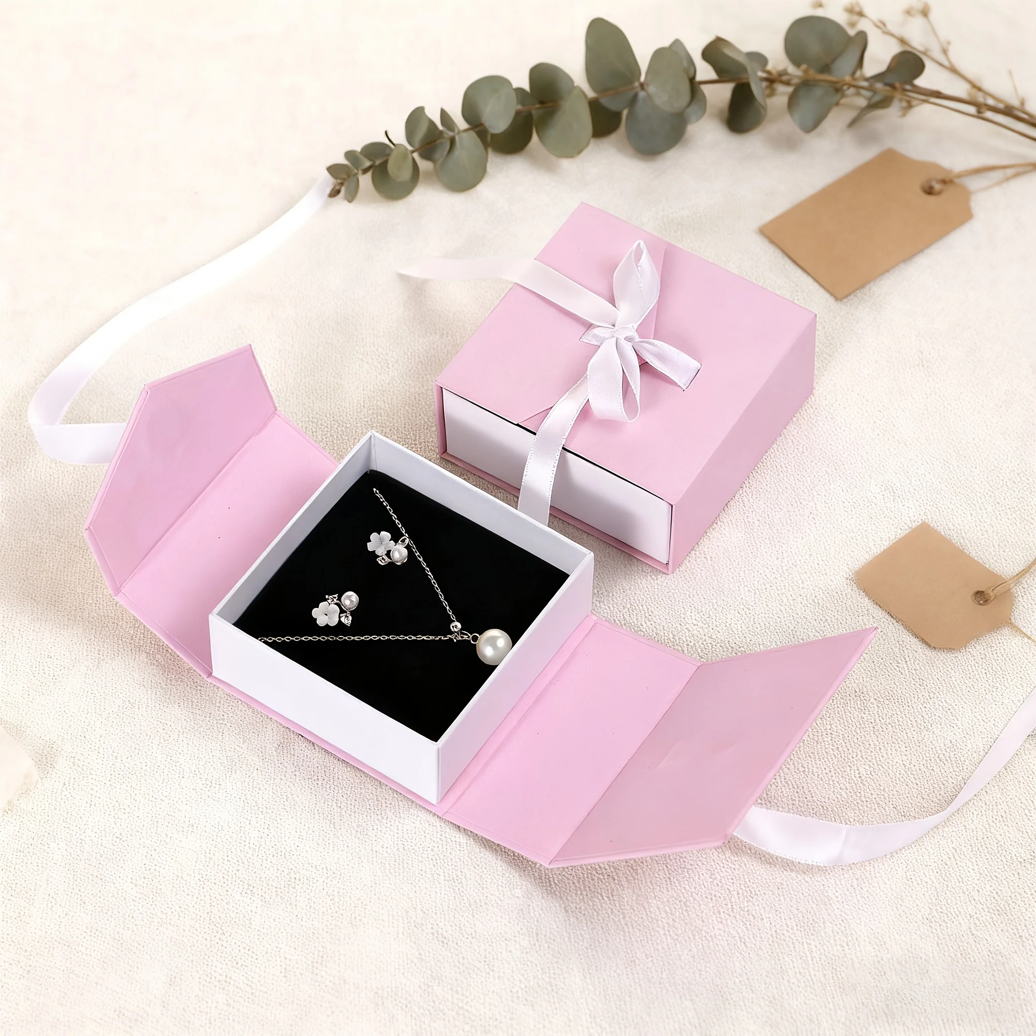 Flip-top Jewelry Gift Box Display Necklace Ring Bracelet Velvet Empty Box Set for Jewelry Organization Holiday Gift Packaging