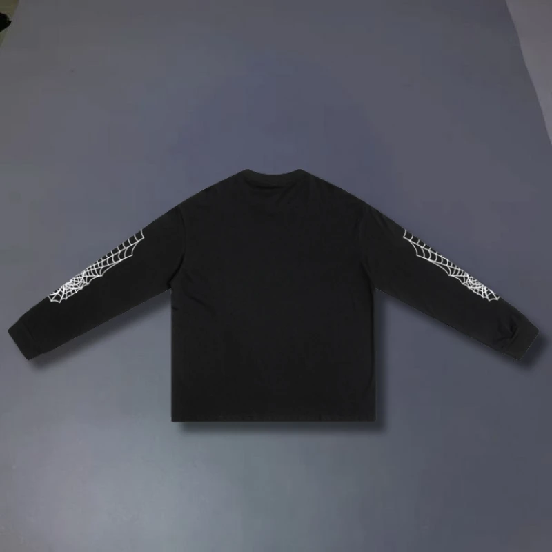 Sanskrit Cross Streetwear Black Cotton Oversize West Coast Choppers Sweatshirts Spider Web Print Long Sleeve Tshirts Men Women