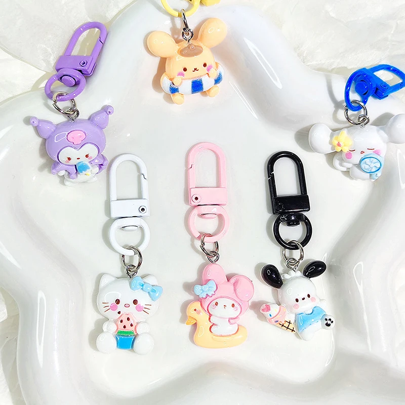 Porte-clés avec pendentif My Melody, Sanurgente, Kuromi, Hello Kitty, Cinnamoroll Anime, Purin Keyring, Cartoon Bag Charms, Kawaii, Cute