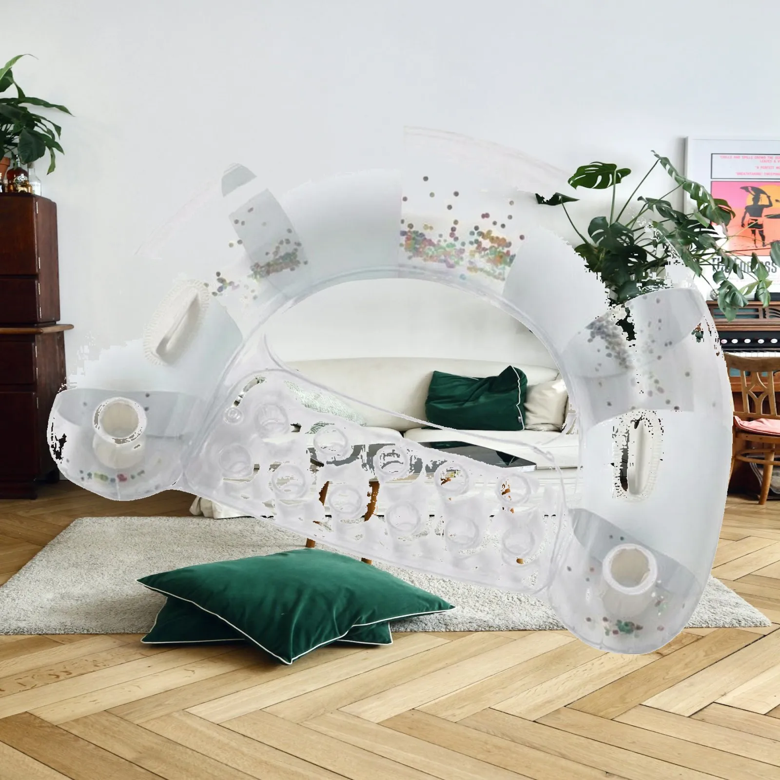 Inflatable Pool Lounger Cooling U-Shaped Pool Flotation Device Inflatable Water Lounge Long-Lasting U-Seat Flotation Device