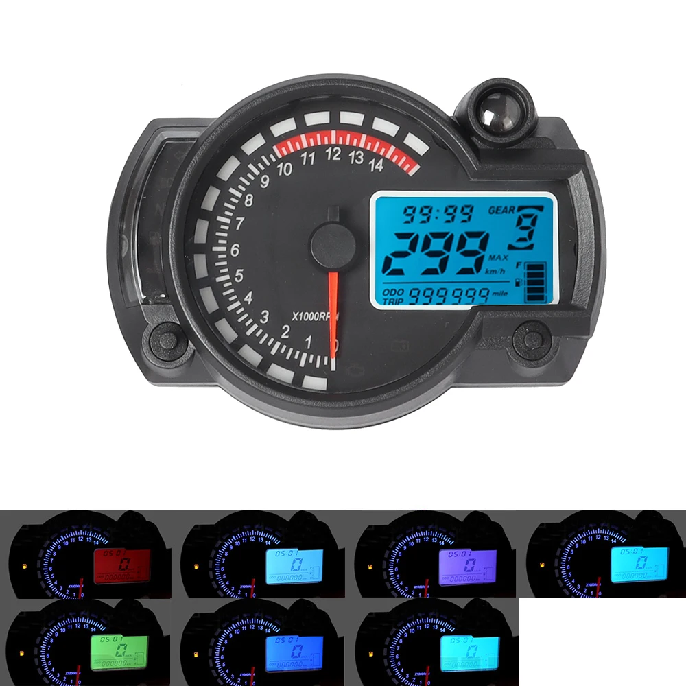 Motorcycle Digital Dashboard Instrument Panel LCD Speedometer MAX 299KM/H Odometer Tachometer Meter Counter