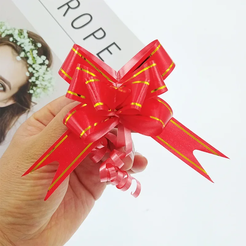 200Pcs Medium Size Pull Flower Bow Knot Pull Bow Gift Ribbons Flower Wrappers Christmas Birthday Gift Packaging Party Decoration