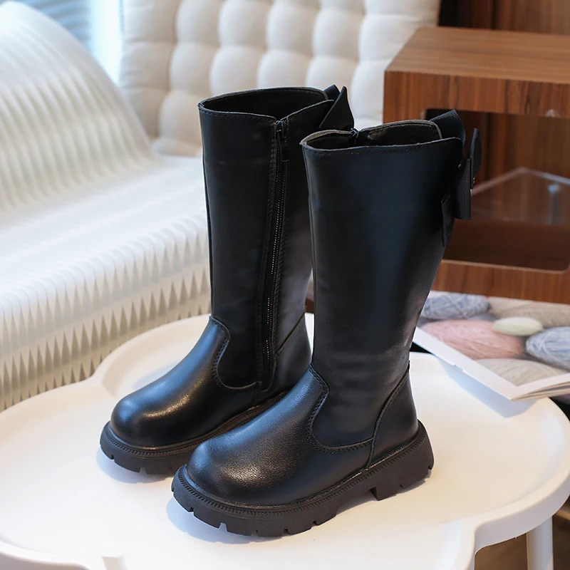 

Kids High Boots Spring Autumn Elegant Children's Boots for Girls Fashion Versatile Princess Causal Bowknot Leather Boots 2025