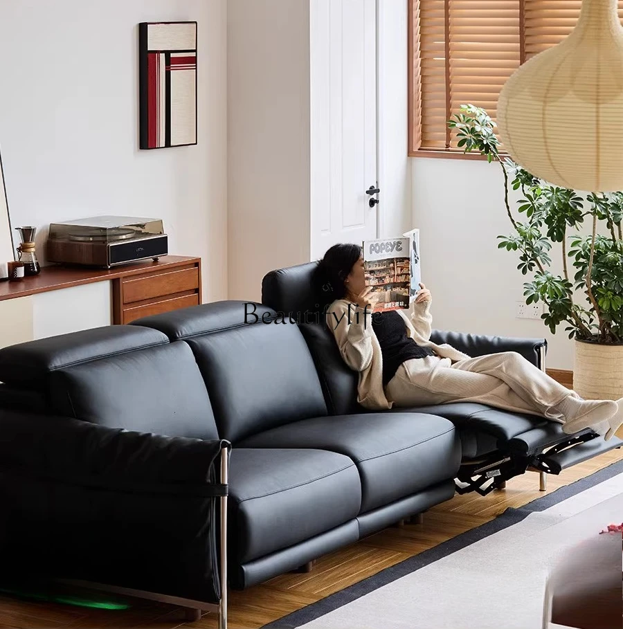 

88. Electric Sofa Small Apartment Living Room Double Black Sofa